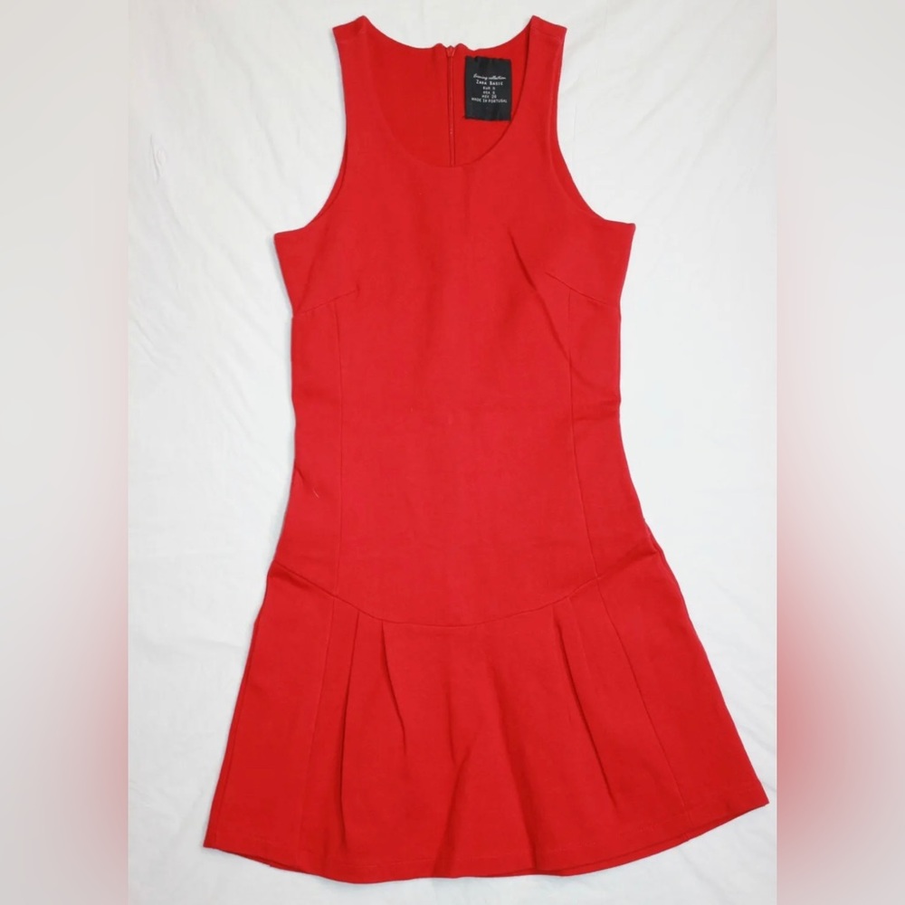 Zara Basic Evening Collection Red Mini Dress Plea… - image 1